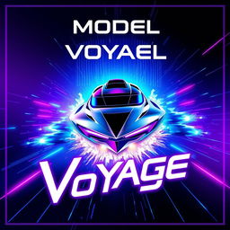 A modern and tech-inspired poster for "Model Voyage" featuring sleek, futuristic typography