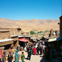 A detailed scene of Zanjan Koocheshaki, Iran, in the year 1355 (1976), capturing the essence of the city during this time
