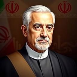 A portrait of the President of Iran, capturing the essence of leadership and dignity