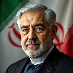 A portrait of the President of Iran, capturing the essence of leadership and dignity