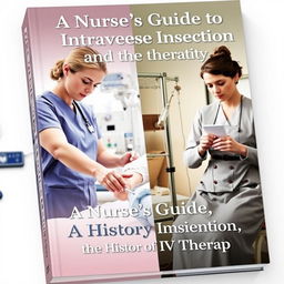 A book cover for 'A Nurse's Guide to Intravenous Insertion and the History of IV Therapy' featuring a split-image design