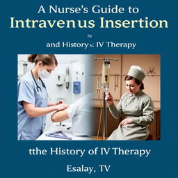 A book cover for 'A Nurse's Guide to Intravenous Insertion and the History of IV Therapy' featuring a split-image design