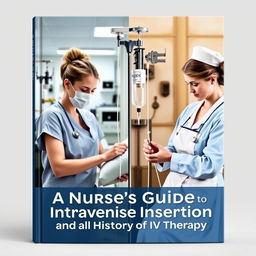 A book cover for 'A Nurse's Guide to Intravenous Insertion and the History of IV Therapy' featuring a split-image design