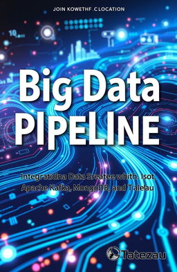 A detailed and informative cover design for a book titled 'Big Data Pipeline: Integrating Data Streaming with IoT Using Apache Kafka, MongoDB, and Tableau'