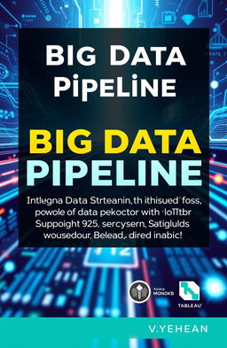 A detailed and informative cover design for a book titled 'Big Data Pipeline: Integrating Data Streaming with IoT Using Apache Kafka, MongoDB, and Tableau'