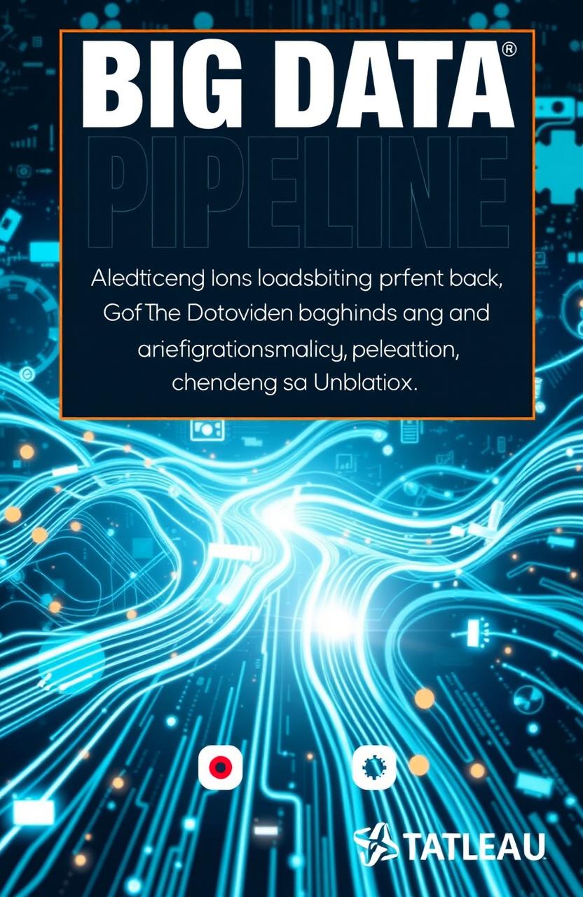 A detailed and informative cover design for a book titled 'Big Data Pipeline: Integrating Data Streaming with IoT Using Apache Kafka, MongoDB, and Tableau'