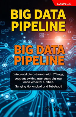A detailed and informative cover design for a book titled 'Big Data Pipeline: Integrating Data Streaming with IoT Using Apache Kafka, MongoDB, and Tableau'