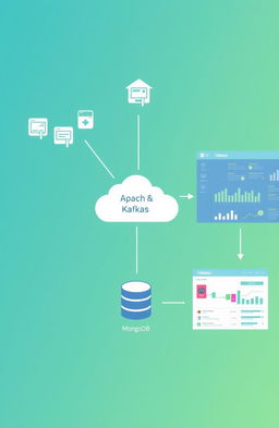 A visually engaging and informative illustration showcasing the integration of data streaming from IoT devices with Apache Kafka, MongoDB, and Tableau