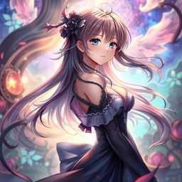 A portrayal of attractive anime women in an artistic style, emphasizing elegance and beauty