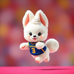 A cute, fluffy white puppy designed as Cinnamonroll from Sanrio, resembling a soft cloud