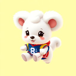 A cute, fluffy white puppy designed as Cinnamonroll from Sanrio, resembling a soft cloud
