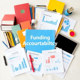 A collage of various educational supplies and documents representing a school funding accountability report