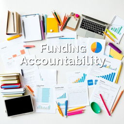 A collage of various educational supplies and documents representing a school funding accountability report