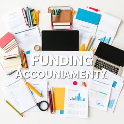 A collage of various educational supplies and documents representing a school funding accountability report