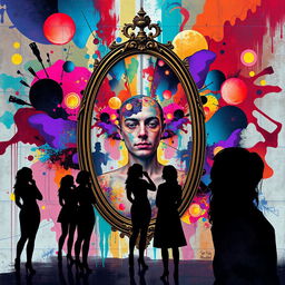 An artistic representation exploring the theme of narcissism through abstract elements