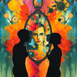 An artistic representation exploring the theme of narcissism through abstract elements