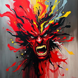 An expressive artwork featuring an abstract interpretation of anger and frustration