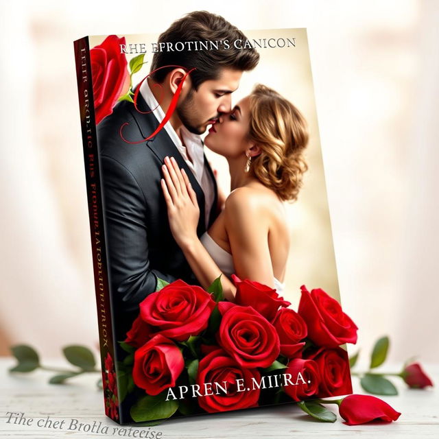 A beautiful, classy erotic romance book cover featuring elegant red roses