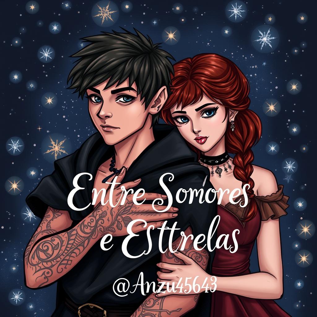 A dark romance themed fanfiction cover featuring Peter Pan and Wendy, both around 19 years old
