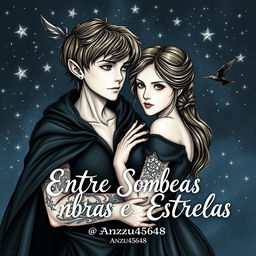 A dark romance themed fanfiction cover featuring Peter Pan and Wendy, both around 19 years old