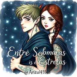A dark romance themed fanfiction cover featuring Peter Pan and Wendy, both around 19 years old