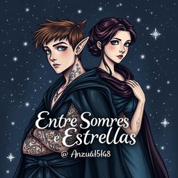 A dark romance themed fanfiction cover featuring Peter Pan and Wendy, both around 19 years old