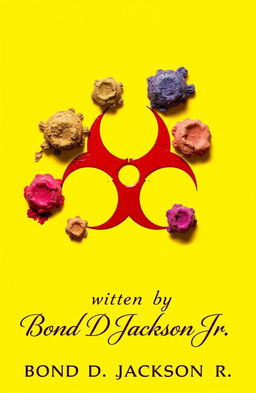 A striking image featuring a vivid yellow background adorned with a prominent red biohazard insignia at the center