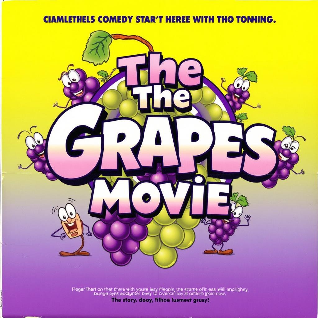 A realistic vintage 1980s movie poster for a comedy film titled "The Grapes Movie