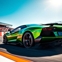 A striking Lamborghini Aventador SVJ, showcasing its aggressive aerodynamic design with sharp lines and an iconic, sleek silhouette