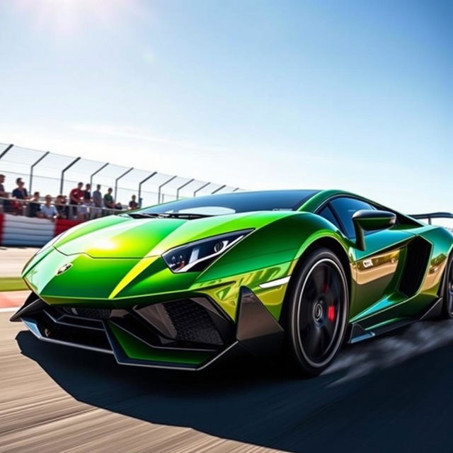 A striking Lamborghini Aventador SVJ, showcasing its aggressive aerodynamic design with sharp lines and an iconic, sleek silhouette