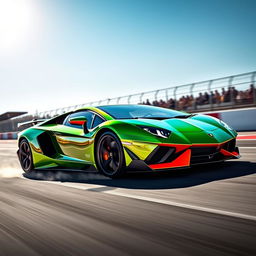 A striking Lamborghini Aventador SVJ, showcasing its aggressive aerodynamic design with sharp lines and an iconic, sleek silhouette