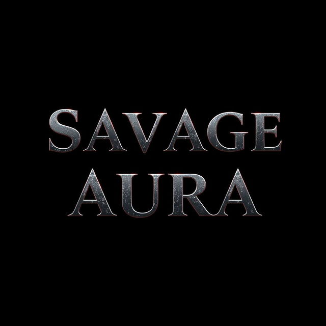 Bold, impactful text displaying the phrase 'Savage Aura' in a striking font, centered on a completely black background