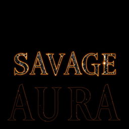Bold, impactful text displaying the phrase 'Savage Aura' in a striking font, centered on a completely black background