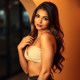 A confident and alluring young woman exuding charm and beauty