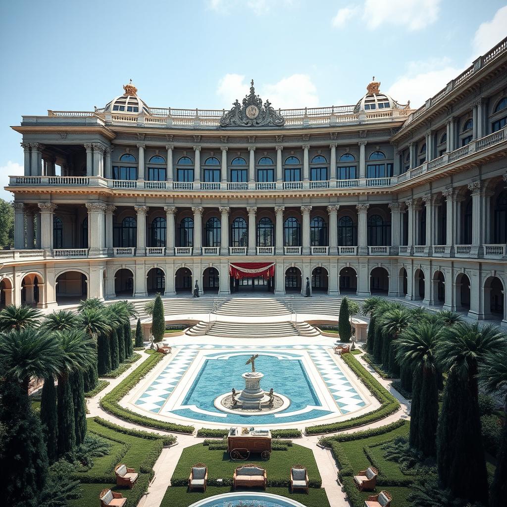 A grand and imposing building designed for the minister of a country and council chambers, set in Italy