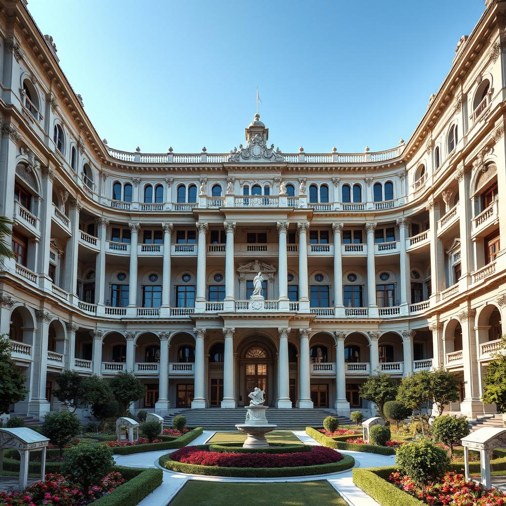 An enormous and majestic building designed for the minister of a country and council chambers in Italy