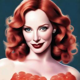 A high-quality digital art portrait of Christina Hendricks with blonde hair