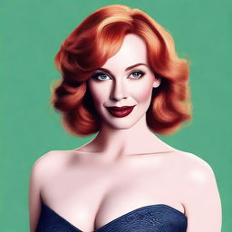 A high-quality digital art portrait of Christina Hendricks with blonde hair