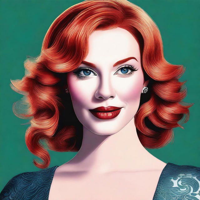 A high-quality digital art portrait of Christina Hendricks with blonde hair