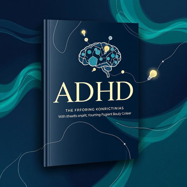 A sophisticated and artistic book cover design centered on ADHD, featuring a blend of abstract and modern artistic elements