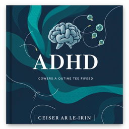 A sophisticated and artistic book cover design centered on ADHD, featuring a blend of abstract and modern artistic elements