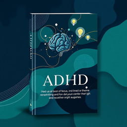 A sophisticated and artistic book cover design centered on ADHD, featuring a blend of abstract and modern artistic elements