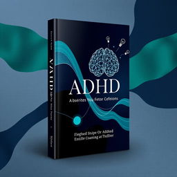 A sophisticated and artistic book cover design centered on ADHD, featuring a blend of abstract and modern artistic elements