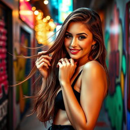 A stunning and alluring young woman, exuding confidence and charm