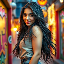 A stunning and alluring young woman, exuding confidence and charm