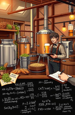 A detailed and artistic representation of a homebrew beer brewery setting