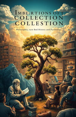 A visually captivating book cover design for a collection of essays that intertwine themes of philosophy, literature, history, and psychology