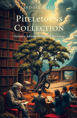 A visually captivating book cover design for a collection of essays that intertwine themes of philosophy, literature, history, and psychology