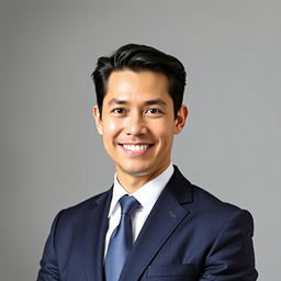 A professional and polished LinkedIn profile picture of a confident individual wearing a formal suit