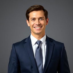 A professional and polished LinkedIn profile picture of a confident individual wearing a formal suit